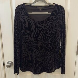 Simply Vera Sheer Black VeraWang Leopard Print Velvet Burnout Large- NWT